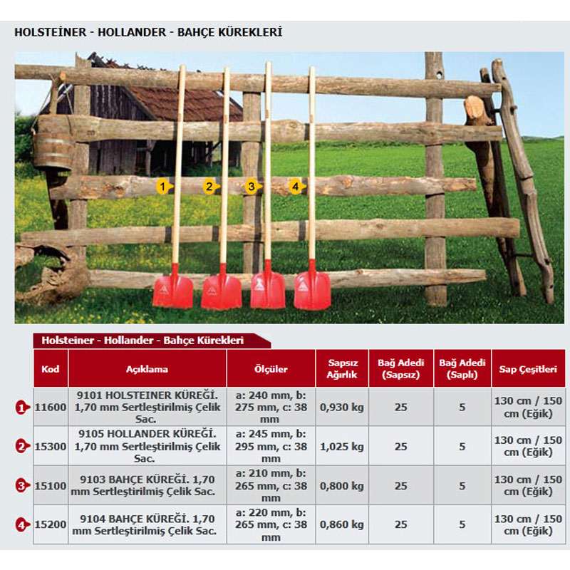 Holsteiner - Hollander - Bahçe Kürekleri